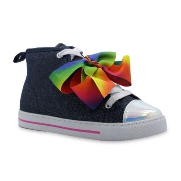 Nickelodeon Other - Nickelodeon Jojo Siwa Girls Denim Rainbow Bow High-Top Sneakers Shoes Size 10